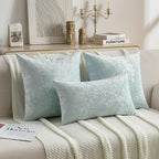 FUTEI Light Blue Flannel Throw Pillow Covers 18x18 Inch Set of 2,Soft Dimensional Textured Cushion Cases,Modern Home Decor for Couch Living Room