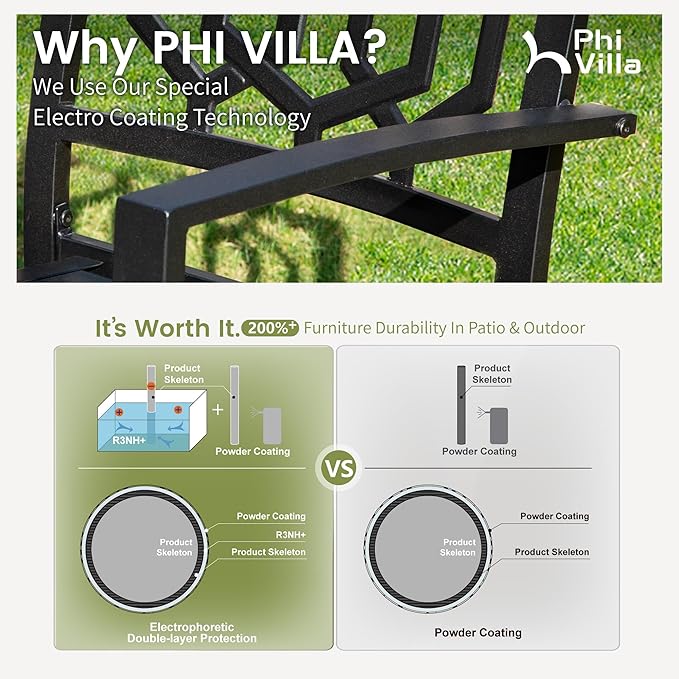 PHI VILLA Set of 2 Stackable Wrought Iron Patio Dining Chairs, Portable Black Outdoor Bistro Deck Metal Chairs, Support 300 lbs, Ideal for Garden, Backyard, Lawn