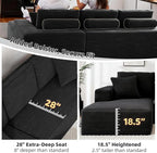 107" Boneless Couch, Sectional Couchs for Living Room & Bedroom, Cloud Couch with L-Shape Chaise Modern Modular Sofa with Deep Seat, No Assembly Required (Jet Black)