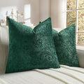 FUTEI Christmas Dark Green Flannel Throw Pillow Covers 18x18 Inch Set of 2,Soft Dimensional Textured Cushion Cases,Modern Home Decor for Couch Living Room