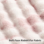FUTEI Pink White Decorative Throw Pillow Covers 12x20 Inch Set of 2,Soft Fuzzy Faux Rabbit Fur Pillow Case with Raised Texture,Neutral Boho Home Decor for Couch Bed Living Room