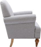 DM-Furnitue Wide Armchair Modern Linen Accent Chair Comfy Reading Chairs Upholstered Lounge Chair Single Sofa Couch for Bedroom/Living Room, Grey