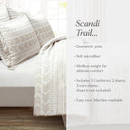 Lush Decor Hygge Geo Reversible 5 Piece Comforter Set, King, Taupe & White