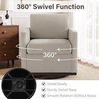 UIXE Swivel Accent Chair, Chenille Upholstered Armchair Comfy Club Chair for Living Room, Mid Century Modern Arm Chair Single Sofa Nook Bedroom Side Reading Seat - Beige