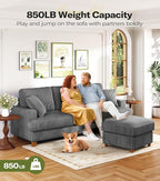 Kidirect 87in Corduroy Couch, Sofa No Tool Assembly, Comfy Couches for Living Room 21in Deeper Seats, Corduroy Sofas for Living Room with 2 Pillows, Oversized Loveseat Sofa, Boho Love Seat Grey Couch