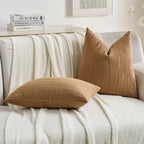 FUTEI Bronze Chenille Decorative Throw Pillow Covers 12x20 Inch Set of 2,Soft Embossed Striped Textured Lumbar Pillow Cases,Modern Home Decor for Couch Bed Living Room