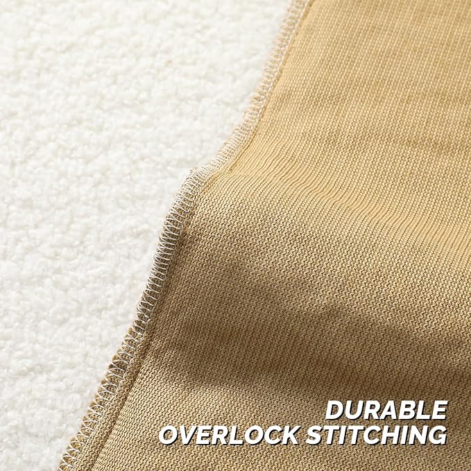 FUTEI Khaki Throw Pillow Covers 24x24 Inch Set of 2,Furry Faux Fur Teddy Boucle Textured Cushion Covers,Soft Fluffy European Pillow Shams,Home Decor for Couch Bed Living Room Office Car