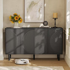 LITTLE TREE 59-Inch Buffet Cabinet Sideboard with Storage, Modern Sideboard Buffet Table with Doors for Living Room, Dining Room (Black)