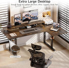 ONBRILL L Shaped Standing Desk, 71x43 Inch Electric L Stand Up Desk with 2 Adjustable Monitor Shelves and Dual Motor, Adjustable Height from 28-46'' for Home and Office, Rustic Brown