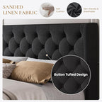 SHA CERLIN Queen Size Platform Bed Frame with Upholstered Headboard and Wingback, Button Tufted Design, Easy Assembly, No Box Spring Needed, Black