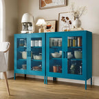 40"H Blue Bathroom Storage Cabinet,Navy Blue Storage Cabinets,Metal Bathroom Floor Cabinet with 2 Adjustable Shelves&2 Doors,Small Blue Locker Cabinets with Adjustable Shelves & Doors for Hallway,