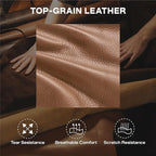 Watson & Whitely Oversized Lay Flat Recliner for Big and Tall, Genuine Leather Electric Recliner Chairs for Adults with Power Headrest & Chargers for Living Room, Saddle Brown