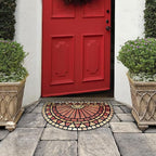 ubdyo Welcome in Style Front Door Mat - Low Pile Front Door Mat Outside Entrance - Muddy Dirt Trapping Welcome Matt Outdoor - Rubber Backing Anti Slip Indoor Doormat Entrance, 30" x 17"