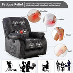 ANJHOME Massage Recliner Chairs with Heat and Vibration,Overstuffed Manual Rocking Reclining Chair for Living Room Bedroom (Grey)
