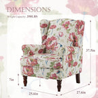 MELLCOM Floral Accent Chair, High Back Upholstered Armchair with Solid Legs, Leisure Single Sofa Chair for Living Room, Bedroom, Home Office, Pink Floral