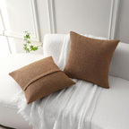 FUTEI Pack of 2 Tobacco Decorative Throw Pillow Covers 24x24 Inch Soft Cozy Solid Boucle Textured European Cushion Case,Modern Home Decor for Couch Bed Living Room