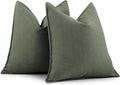 ZWJD Army Green Pillow Covers 22x22 Set of 2 Chenille Throw Pillow Covers with Elegant Design Soft and Luxurious Decorative Throw Pillows for Couch, Bed, and Home Decor