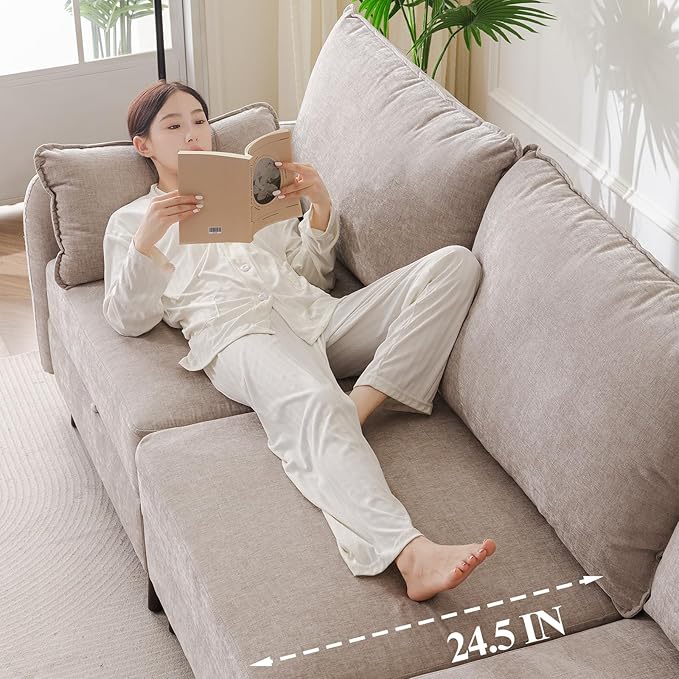 104'' Modular Sectional Sofa with All Seats Storage, Oversized L Shaped Couch for Living Room,3-Seater Comfy Cloud Couches with Movable Ottoman,Big Sectional for Bedroom,Velet,Khaki