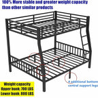 Higher Quality & Stronger Metal Full XL Over Queen Bunk Bed, Thickened Heavy Duty More Stable Safer Black Steel Bunkbed Bunk Queen Bed (Easier to Assemble) (Full XL Over Queen)