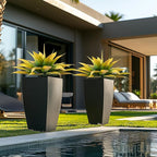 Artificial Plants Outdoor Faux Plant,Artificial Agave Faux Hostas Outdoor Uv Resistant Artificial Plants Indoor Fake Plant Artificial Agave Plant Indoor(2pcs, 28") Yellow