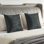 FUTEI Black Velvet Throw Pillow Covers 16x16 Inch Set of 2,Soft Embossed Leaf-Relief Textured Cushion Cases,Natural Home Decor for Couch Living Room