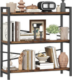 Book Shelf, 3 Tier Bookshelf 31.49" Width, Book Shelf Storage and Organization, Wooden and Metal Industrial Bookcase, Large Book Shelves for Home Living Room Bedroom Office Storage(Vintage)