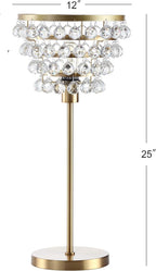 JONATHAN Y JYL9004B Buckingham 25" Crystal/Metal Table Lamp Modern Contemporary Bedside Desk Nightstand Lamp for Bedroom Living Room Office College Bookcase, Brass Gold