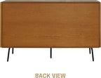 NTC MOSSIC Sideboard with 2 Doors and 3 Drawers, Buffet Cabinet with Natural Rattan and Metal Legs, Modern Storage Cabinet for Living Room, and Hallway, Effortless Assembly - Rustic Oak