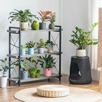 HCHQHS Bookshelf, 3-Tier Industrial Bookcase, Rustic Open Book Shelf, Freestanding Horizontal Bookshelves with Metal Frame