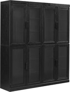 Crosley Furniture Essen 2-Piece Glass Door Kitchen Pantry Storage Cabinet Set, Living Room, Entryway, Black