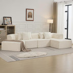 140''Oversized Cloud Velvet Curved Sectional Couch, Boneless Couch with L-Shape Chaise, Upholstered Compression Memory Foam Modular Sectional Sofa for Living Room, No Assembly Required, Beige