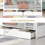 Merax Wood Bunk Bed with Drawers,Convertible Bunk Bed with Ladders and Two Storage Drawers,Solid Wood Detachable Bed Frame with Ladders,Twin Over Twin Size,White