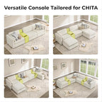CHITA Sectional Sofa Set, Comfty Cloud Couch, FSC Certified Deep Seat Sectional Couch for Lving Room, 112 inch Width, 3 Seat Modern Modular Sofa, Linen