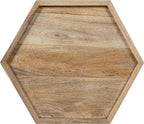 Kate and Laurel Kashvi Modern Hexagon Side Table; 17 x 15 x 20 Natural Wood and Black Decorative Geometric Farmhouse Bedroom Nightstand Table with Tripod Legs and Two Tone Finish
