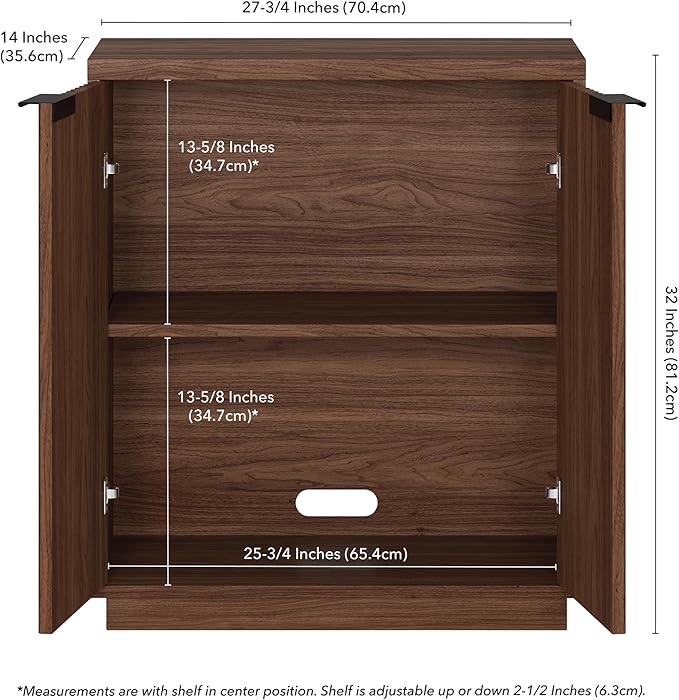 Henn&Hart 28" Fluted Wooden Accent Cabinet, Modern Ribbed Sideboard Buffet Cabinet with 2 Doors and an Adjustable Shelf for Living Room, Dining Room, Bedroom or Entryway, Satin Walnut