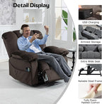 Big Man Recliner 500lbs Power Lift Recliner Chair for Big Tall Elderly Adults Oversized Lay Flat Lift Recliner with Extended Footrest,Heat Massage,Flip Arm Storage Cup Holders,USB Type C