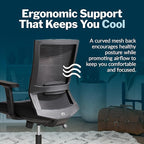 Vari Essential Task Chair - Varidesk Ergonomic Home Office Chair with Comfortable Mesh, Lumbar & Back Support, Adjustable Height - Ideal for Computer Desk - Easy Assembly - Black