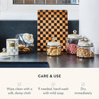 MACKENZIE-CHILDS Sterling Check Kitchen Canister, Decorative Gray-and-White Glass Storage Jar with Lid, Medium