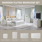 Fluted Dresser for Bedroom, 47" White 6 Drawer Dressers, Wood Tall Dresser Storage Organizer, Modern Chest of Drawers with Deep Storage for Closet Hallway, Entryway, Living Room, White