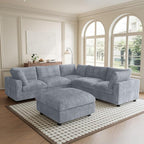 Modular Sectional Sofa, Convertible L Shaped Sectional Couches for Living Room,Deep Seat Cloud Couch,5 Seat Comfy Modular Sofa with Ottoman, Removable Covers,Gray