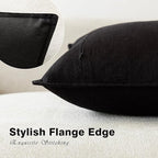 Foindtower Pack of 2, Decorative Linen Soild Throw Pillow Covers Soft Accent Cushion Case Boho Farmhouse Neutral Pillowcase for Chair Couch Sofa Bedroom Living Room Home Decor 16 x 16 Inch Black