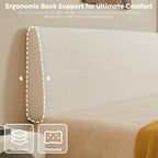 4.7" Upholstered Headboard for Queen Size Bed, Height Adjustable and Ergonomic Headboard, Easy Assemble, Sturdy and Durable, Teddy Velvet, Beige