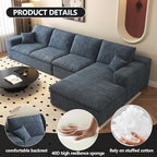 136.6'' L-Shaped Modern Modular Sectional Cloud Couch, 4-Seat Chenille Deep-Seat Sofa with Pillow for Living Room, Bedroom, Apartment, Ocean Blue