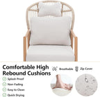 Modern Living Room Chairs, Accent Chairs Set of 2 with Coffee Table, Comfy Arm Chair with Cushions, Rattan Reading Lounge Chair with Metal Frame, Armchair for Bedrooom/Indoor/Outdoor, Beige