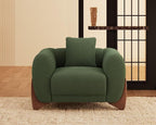 Morden Fort Sherpa Boucle Couch Armchair Single, Modern Sofa Upholstered Deep Chair with Soft Throw Pillow Skin-Friendly Minimalist Accent Chair Compatible with Sofa Set Couch for Living Room, Green