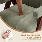 Accent Chair Mid-Century Modern with Wide Backrest for Bedroom, Upholstered Living Room Chair with Wooden, Lounge Armchair with Thick Cushion, Cute Chenille Comfy Chair, Sage