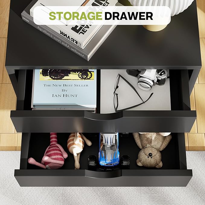 Simple Deluxe 5-Drawer Chest, Office Storage Dresser File Cabinet with Wheels, Mobile Dresser for Home Office, Black