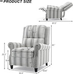 Recliner Chair, Modern Pushback Armchair with Adjustable Backrest & Footrest for Bedroom, Living Room-Grey Stripe,1 SEAT