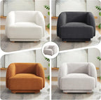 VANOMi Oversized Living Room Chair, Modern Comfy Accent Barrel Chairs, Single Sofa Chair with Wood Legs, Upholstered Armchair for Bedroom, Office, Waiting Room (Curry)