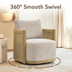 CHITA Braid Swivel Accent Chairs, Modern Comfy FSC Certified Armchair with Paper Cord & Wood Frame for Living Room and Bedroom, Fully Assembled - Linen